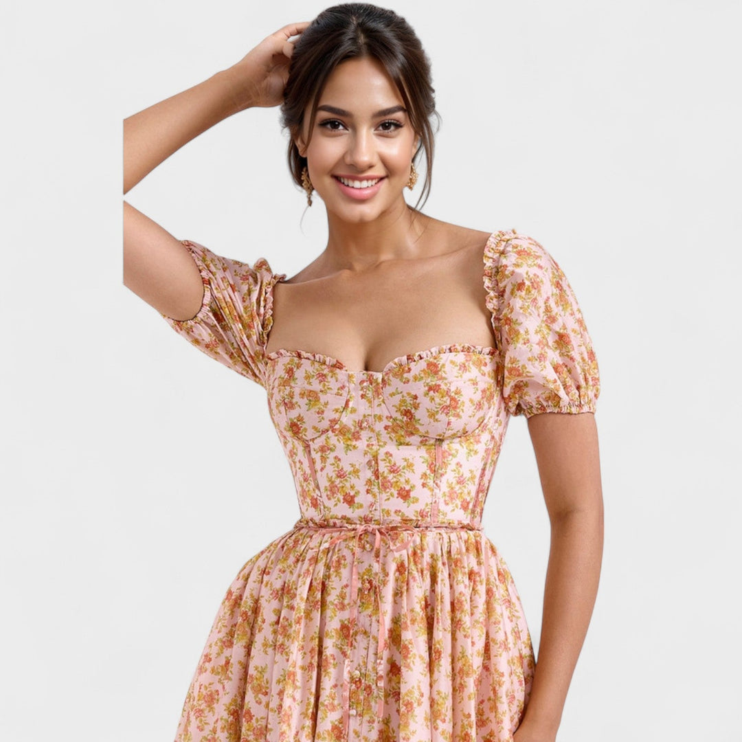 Valentina - Robe Fleurie Corail