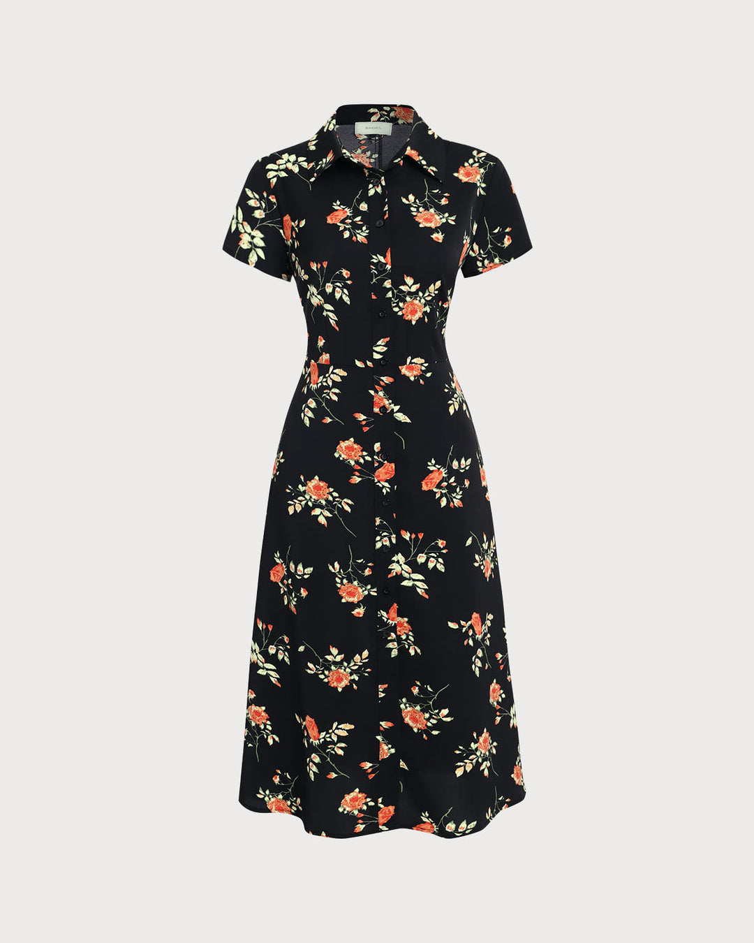 Glória - Robe Midi Noire Fleurie