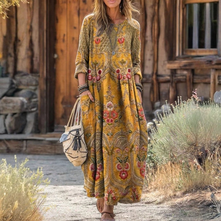 Maria - Robe Casual à Manches Longues Inspirée du Vintage