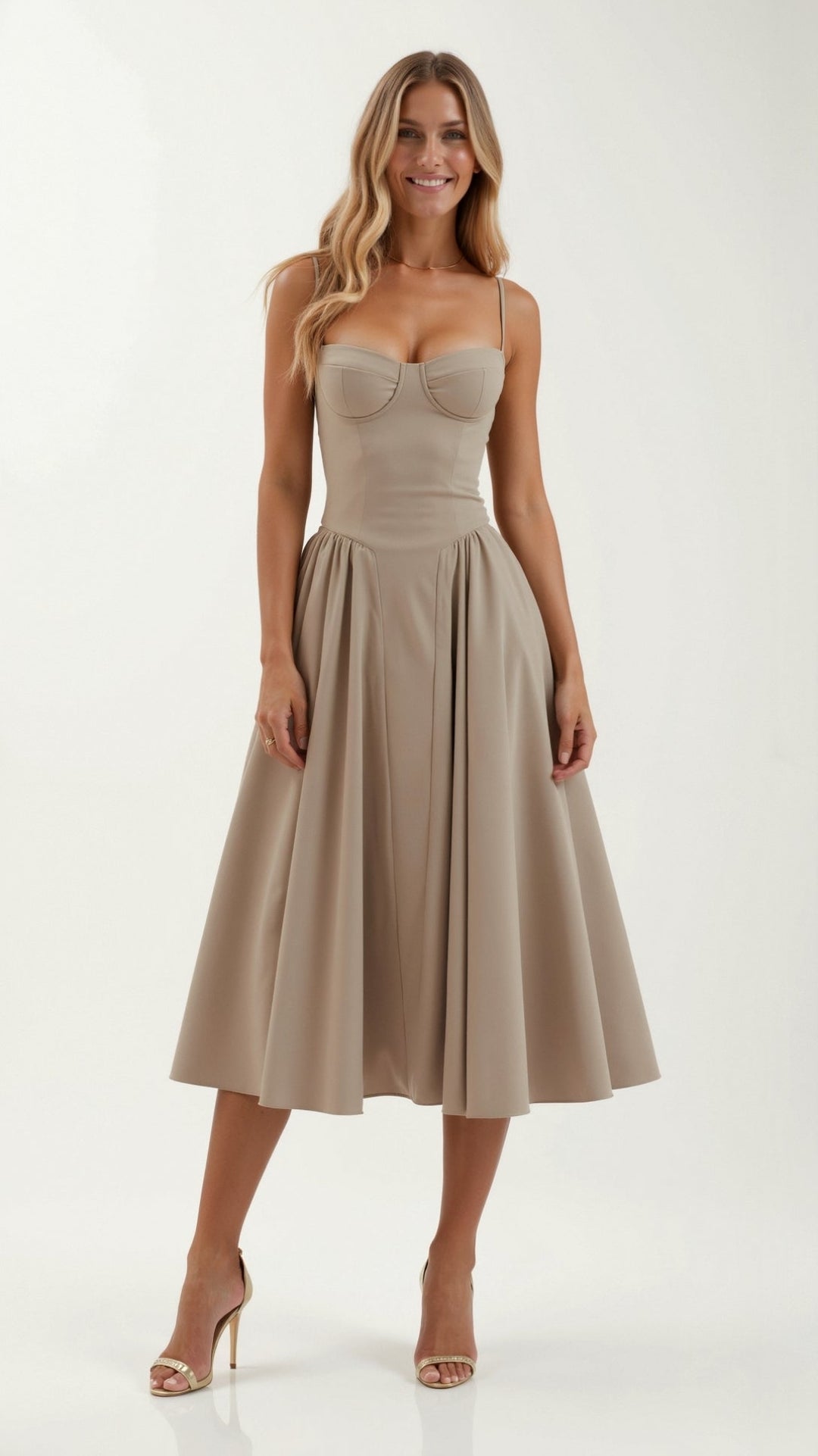 Odete - Robe midi à corsage structuré