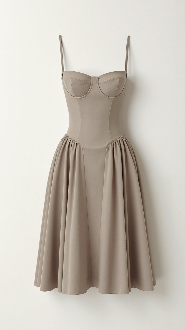 Odete - Robe midi à corsage structuré
