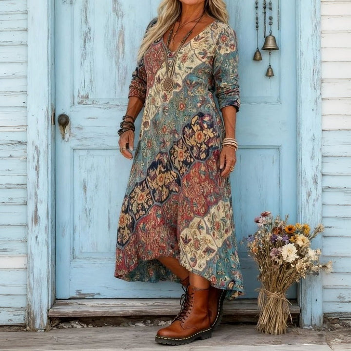 Maria - Robe Casual à Manches Longues avec Inspiration Vintage