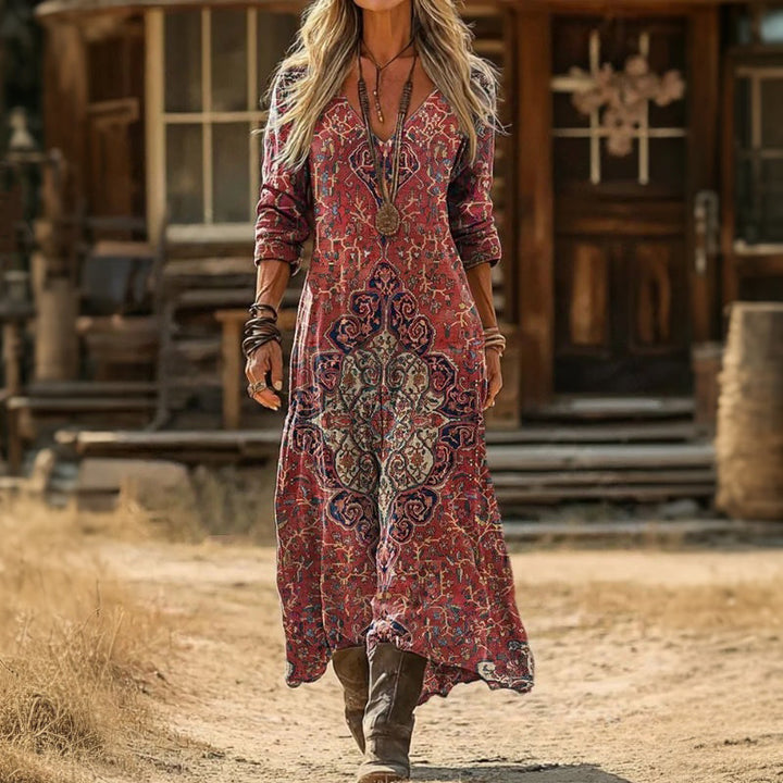 Maria - Robe Décontractée à Manches Longues avec Inspiration Vintage