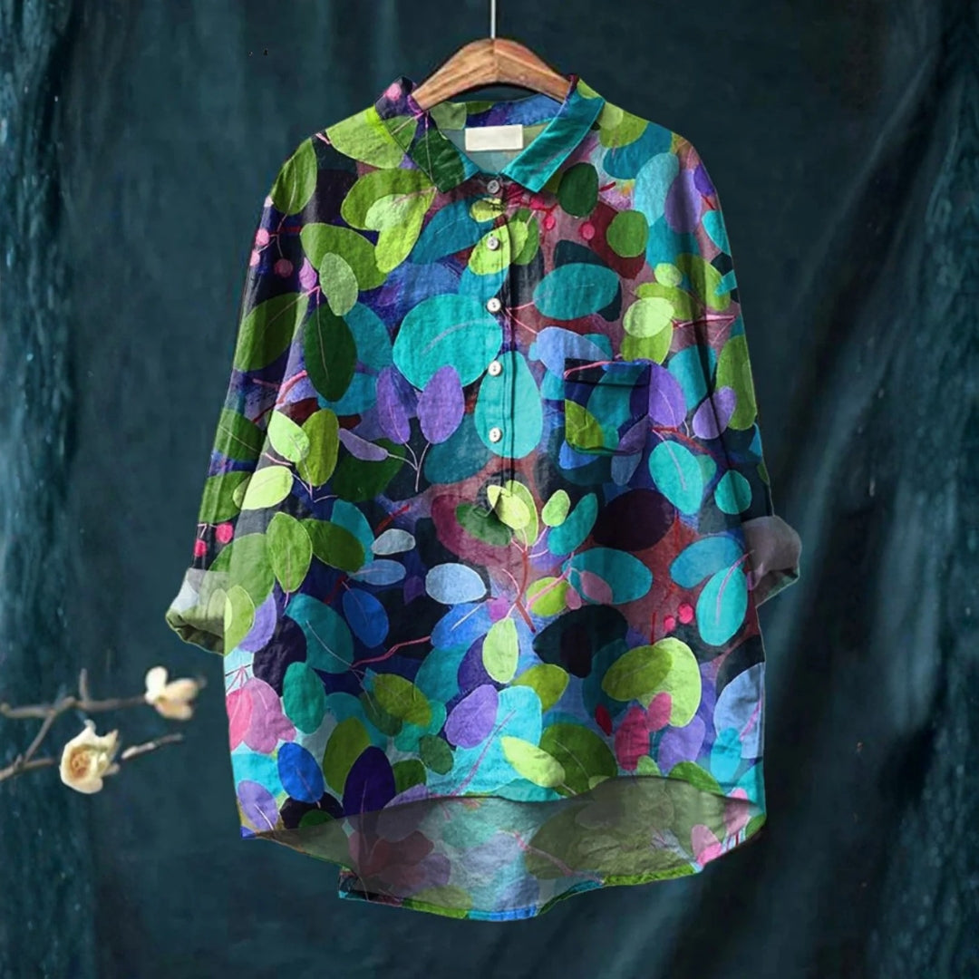 Graça - Chemise Casual Imprimée en Art de la Forêt d'Été