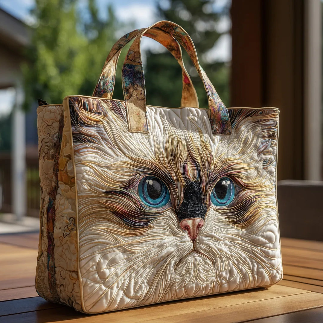 Sac Artisanal - Chat Blanc avec Yeux Bleus