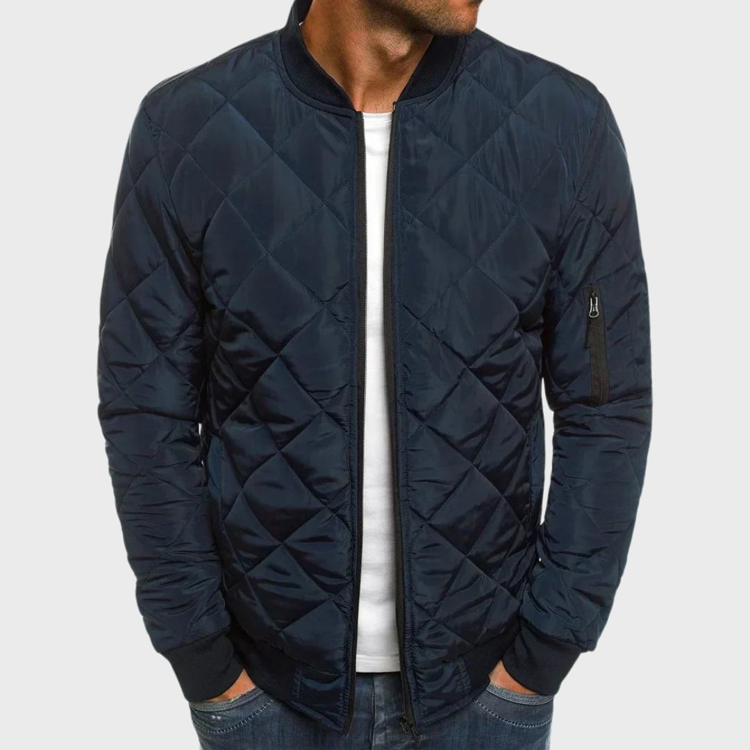 David - Manteau en Coton à Motif Diamant