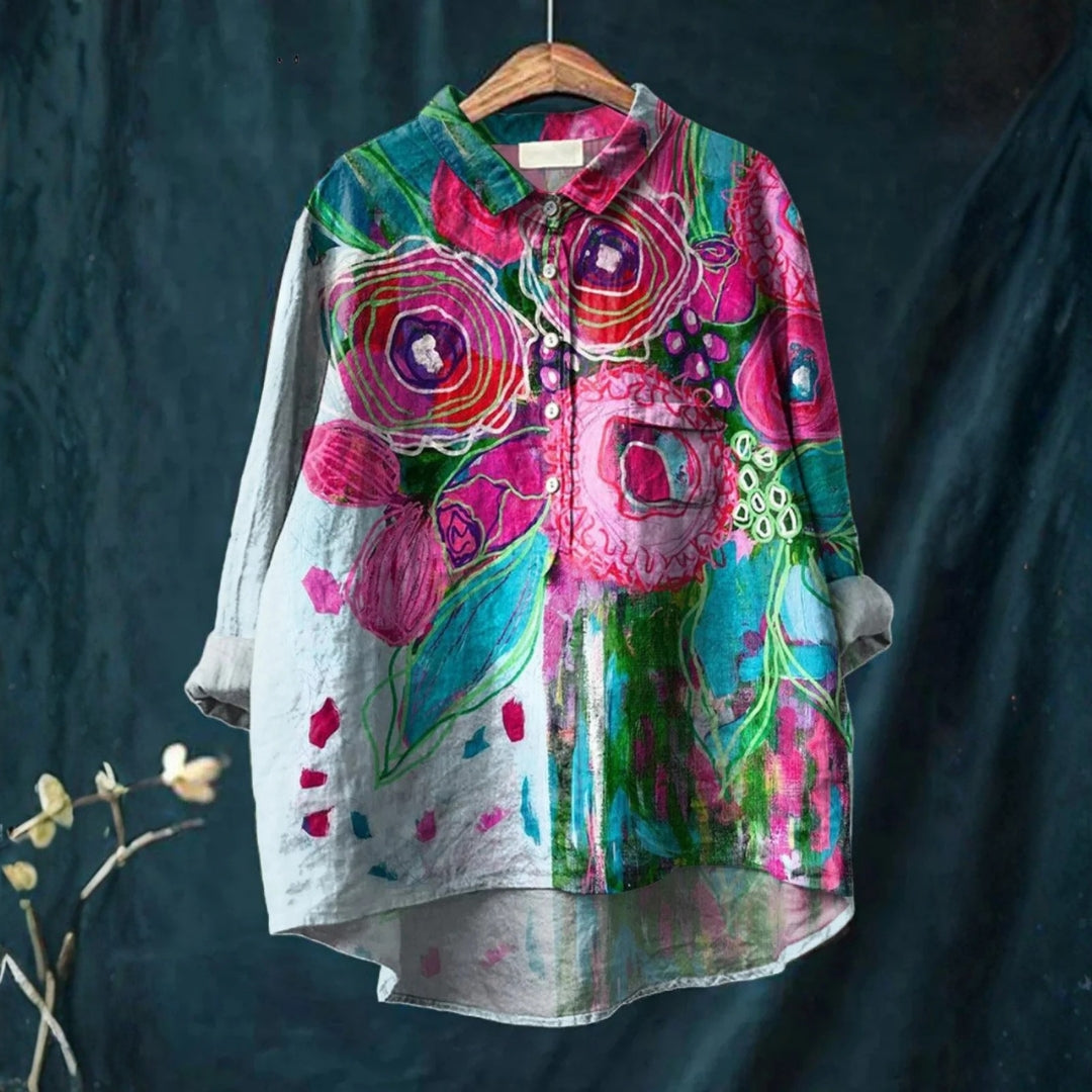 Elda - Chemise Décontractée en Fleurs Vintage Magnifique