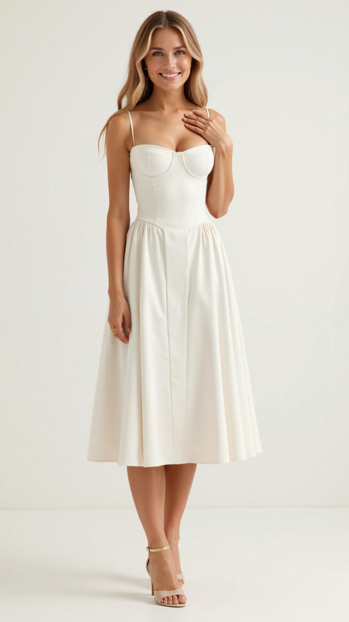 Odete - Robe midi à corsage structuré