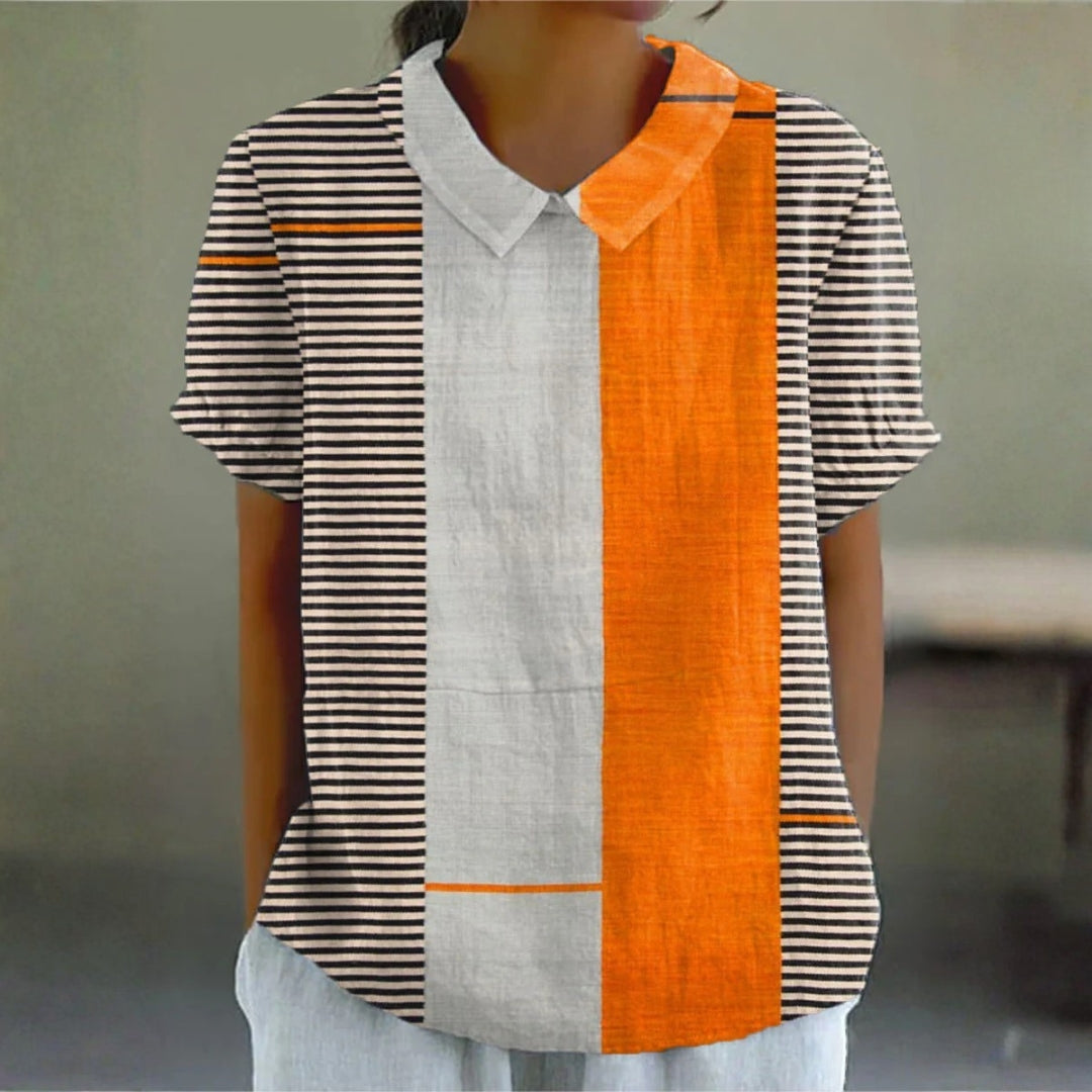 Lena - Chemise Rayée en Blocs de Couleurs