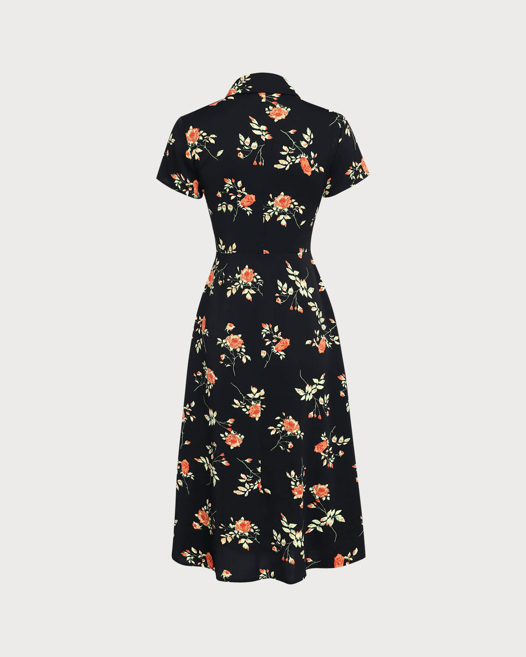 Glória - Robe Midi Noire Fleurie