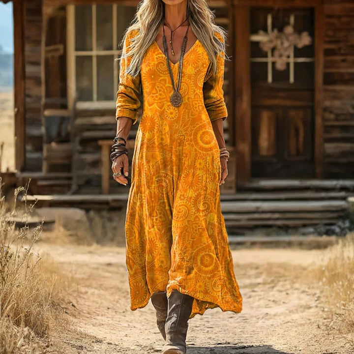 Maria - Robe Décontractée à Manches Longues avec Inspiration Vintage