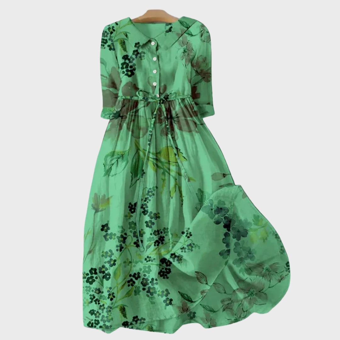 Robe Verte avec Fleurs Ombre