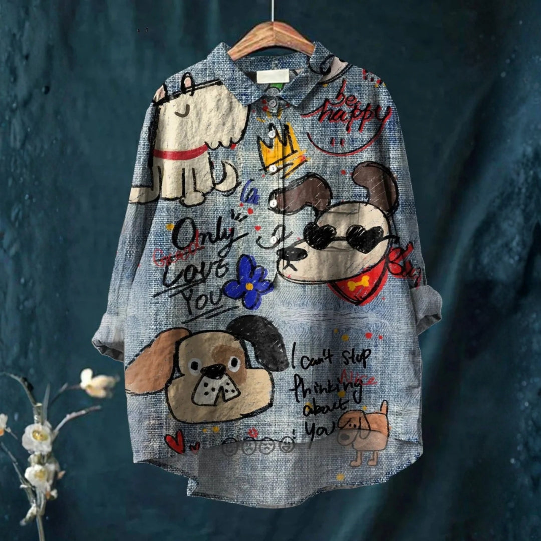 Mila - T-shirt Décontracté avec Imprimé de Chien Mignon