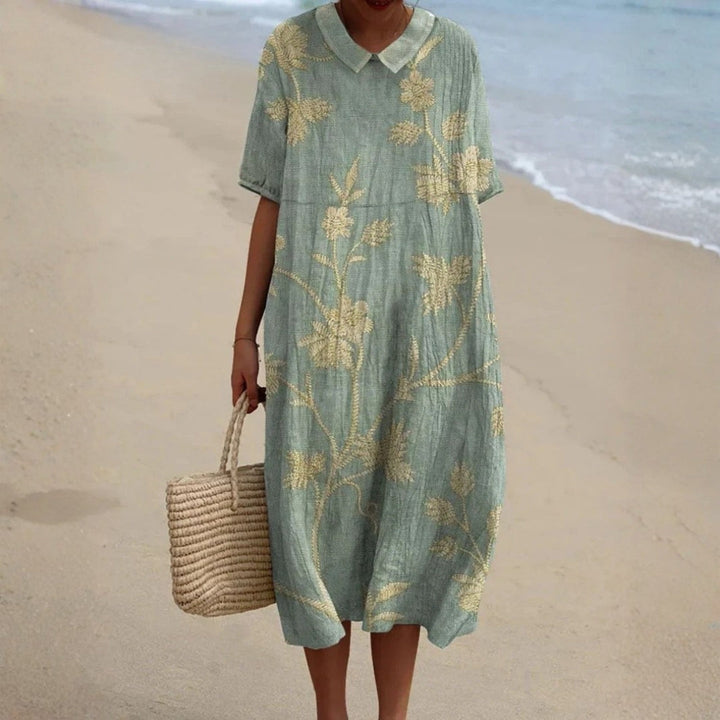 Evelina - Robe Fleurie avec un Charmant Col Claudine