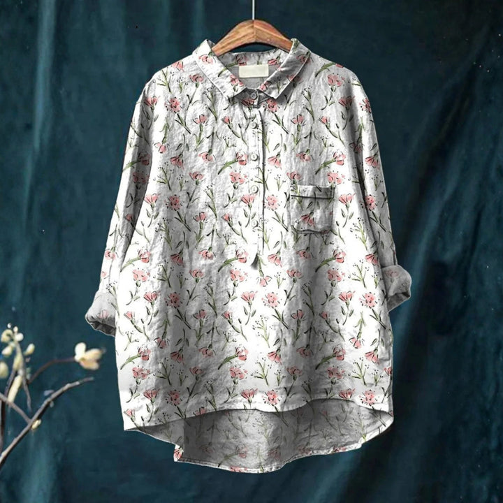 Rute - Chemise Décontractée avec Motif Floral Rose de Printemps