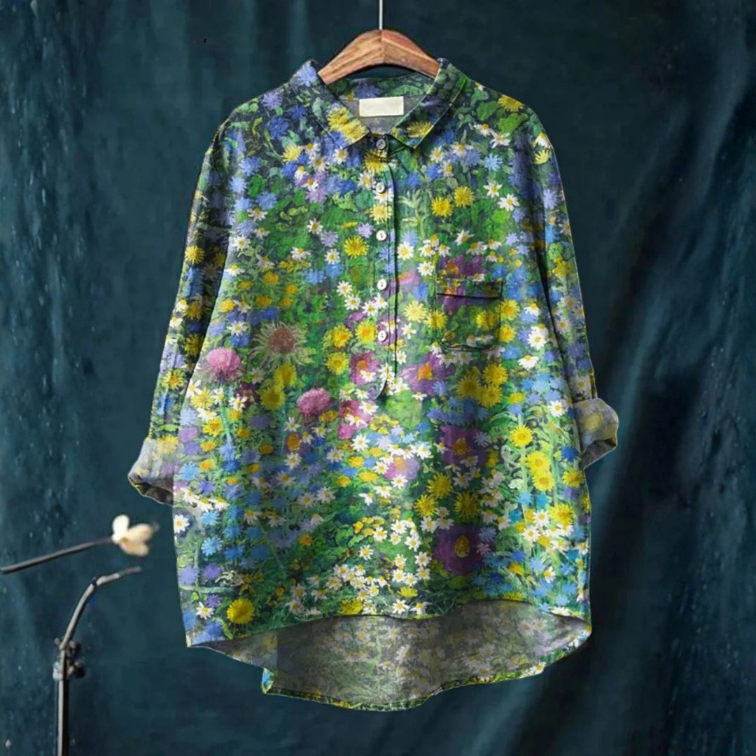 Inês - Chemise Décontractée en Fleurs Vintage