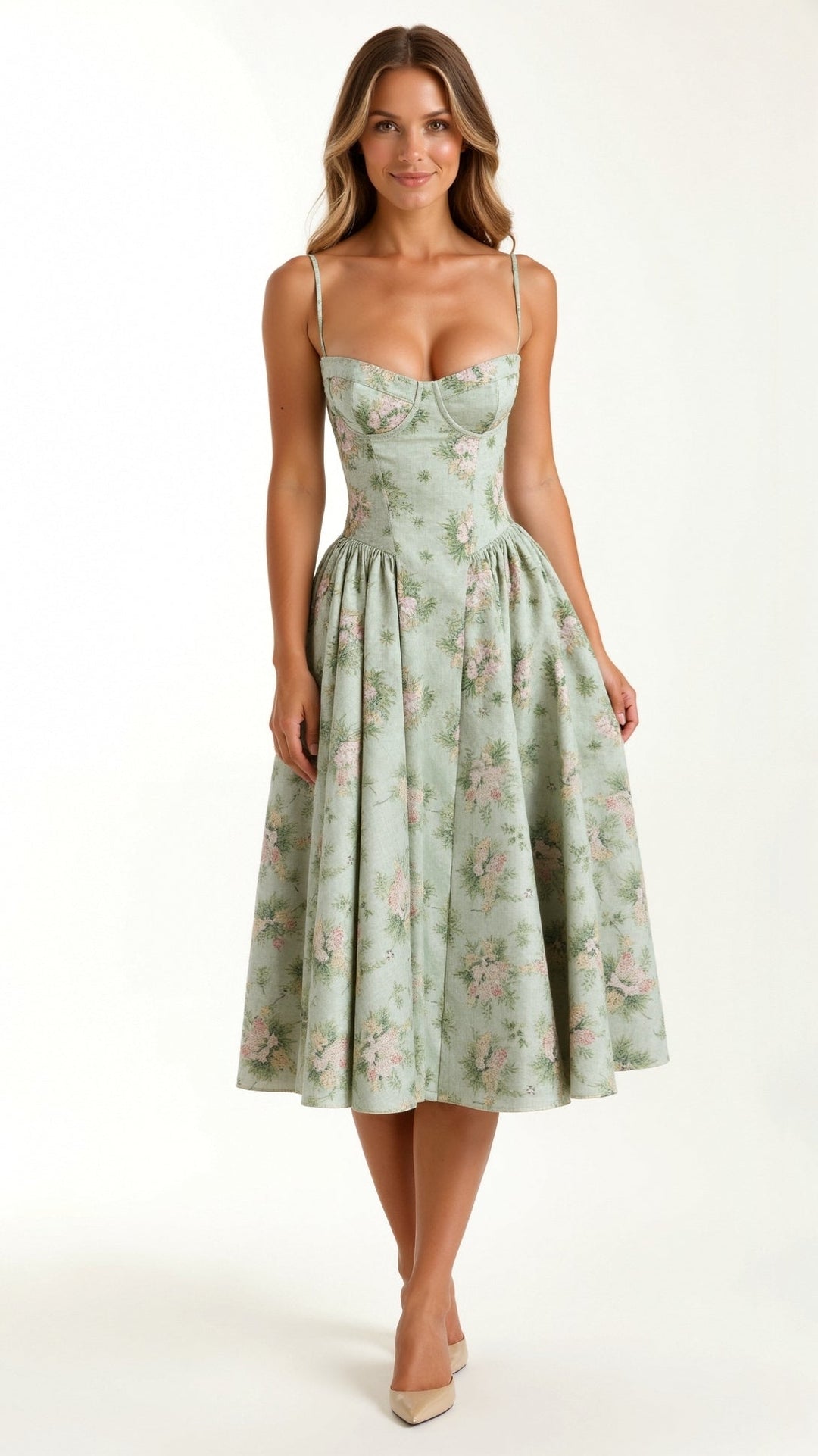 Odete - Robe midi à corsage structuré