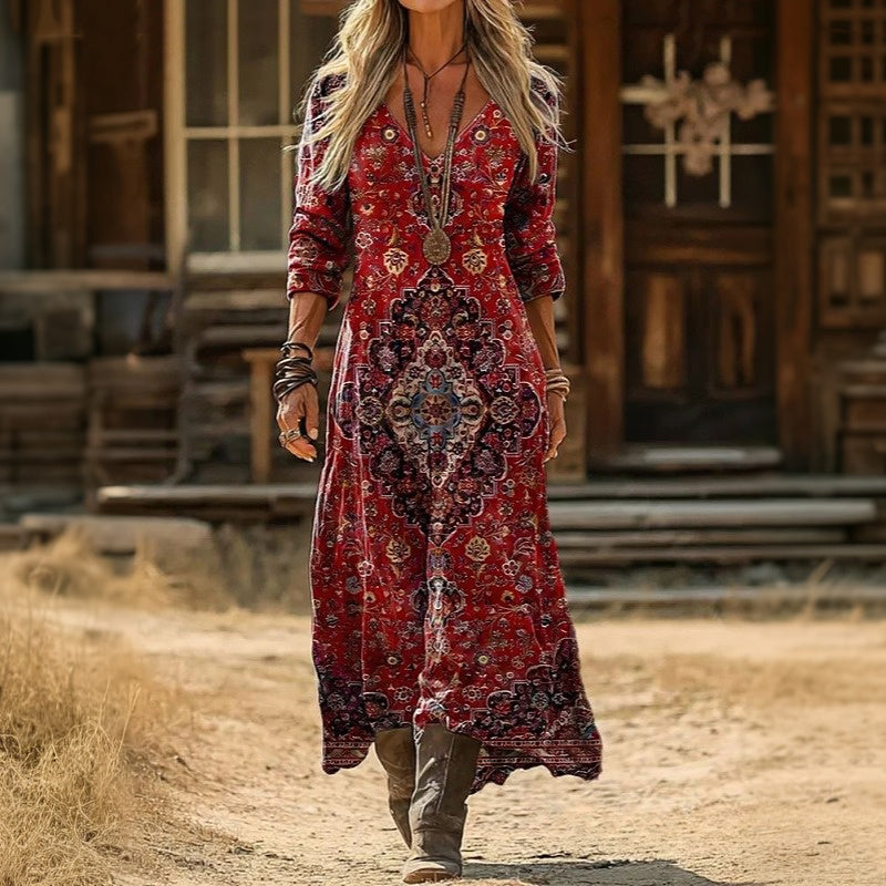 Maria - Robe Décontractée à Manches Longues avec Inspiration Vintage