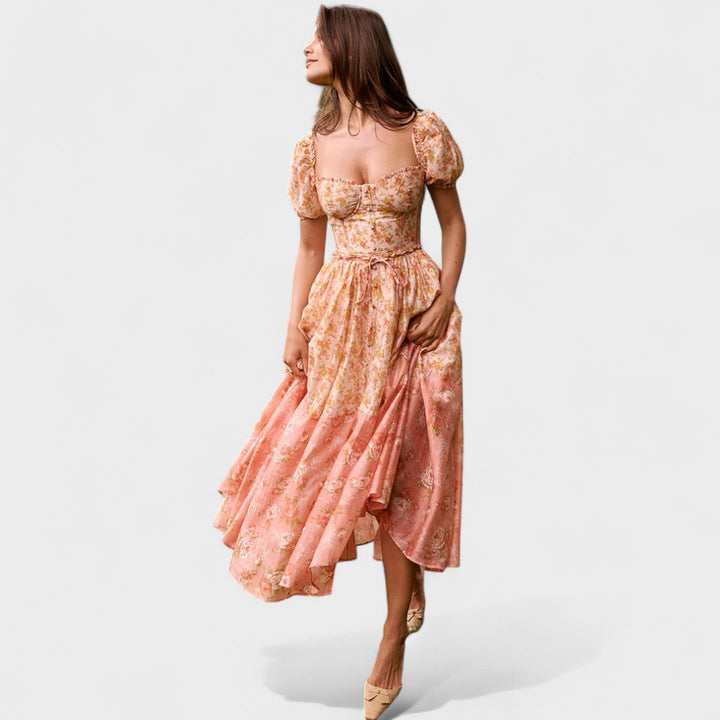Valentina - Robe Fleurie Corail