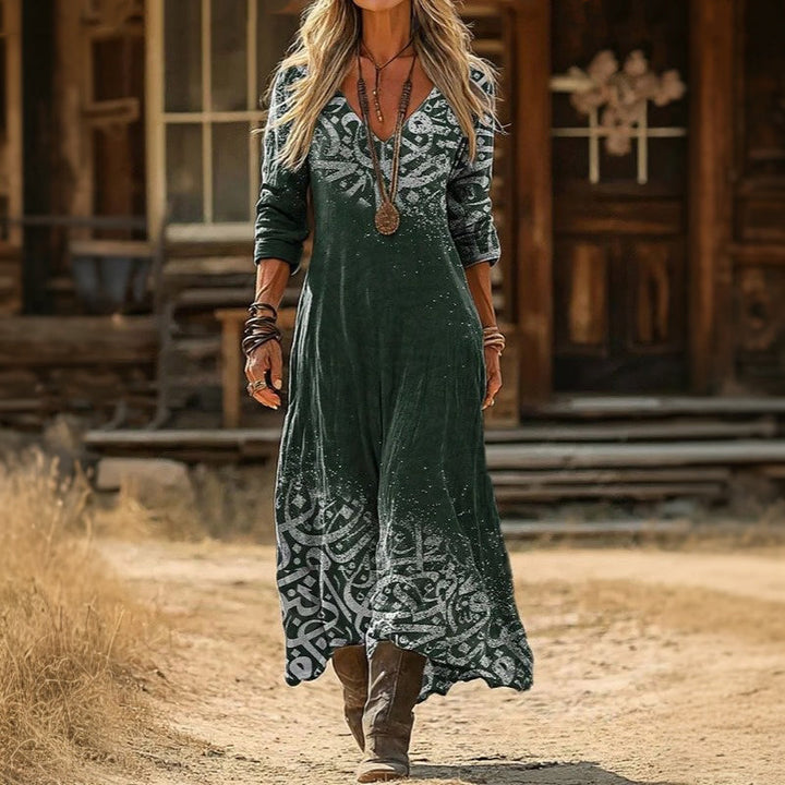 Maria - Robe Décontractée à Manches Longues avec Inspiration Vintage