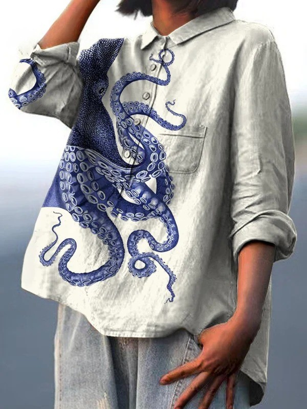 Amélia - T-shirt décontracté avec impression de tentacules de poulpe