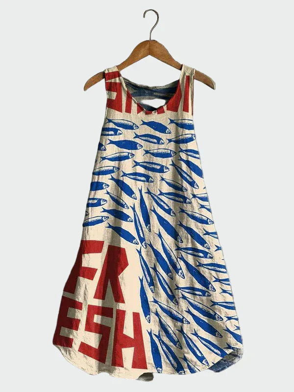 Robe avec Imprimé de Sardines