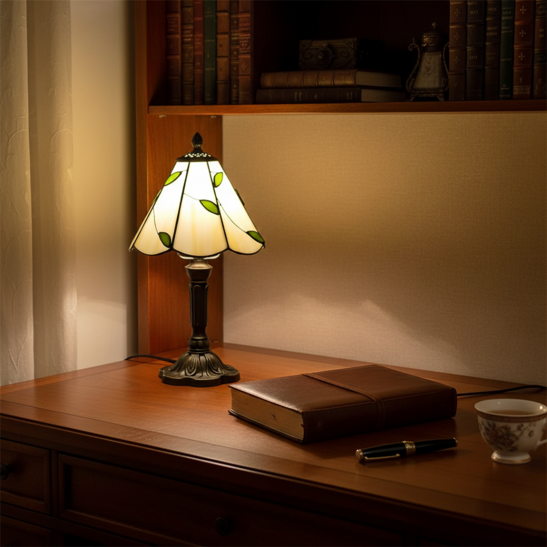 Lampe en Verre Rétro en Forme de Feuille