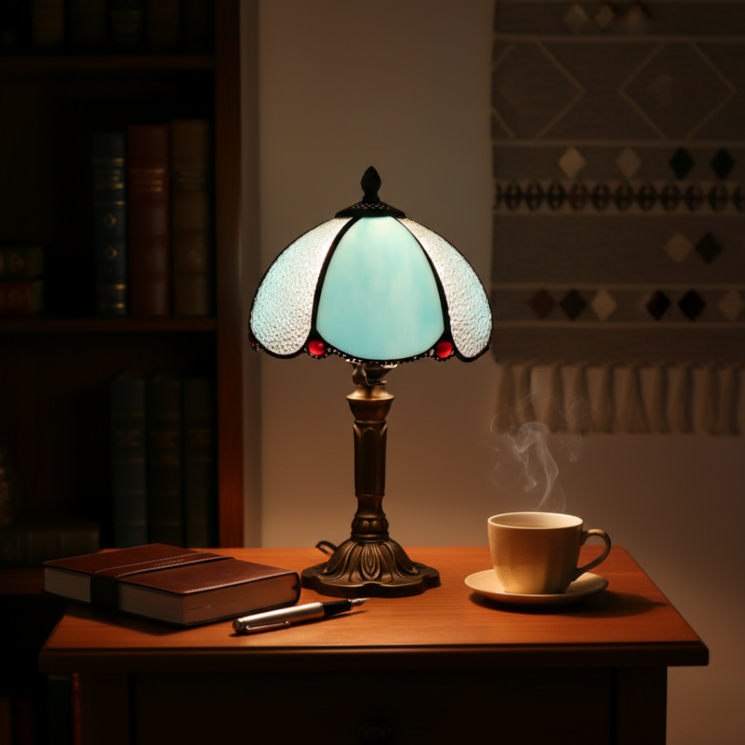 Lampe en Verre Bleu de Luxe