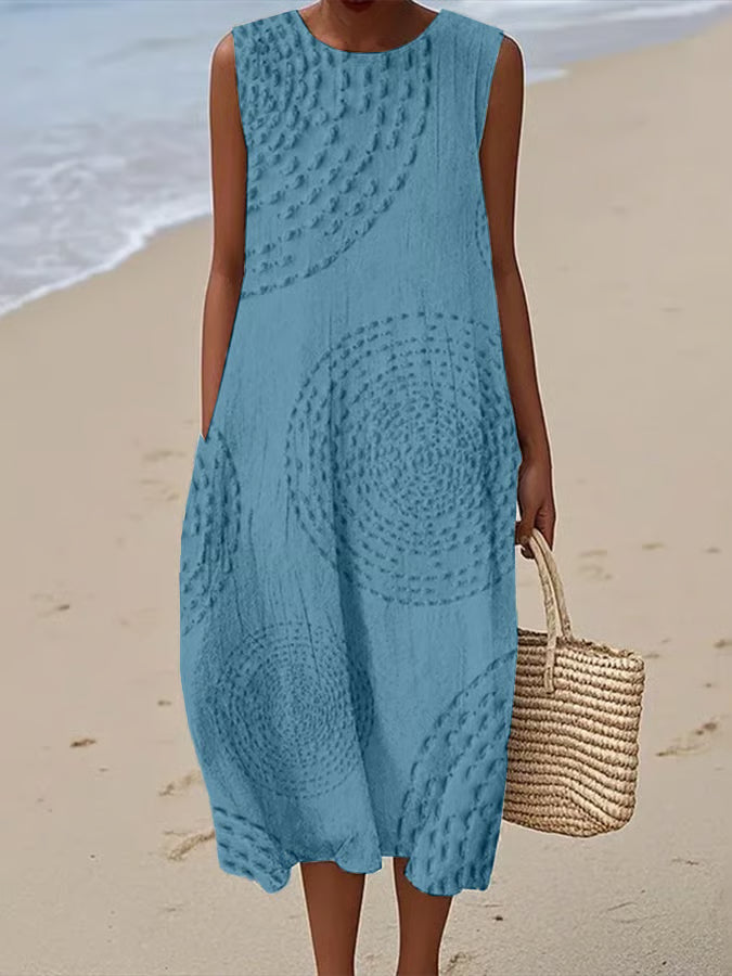 Ana - Robe Maxi Sans Manches Texturée