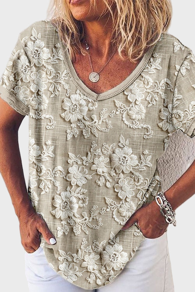 Blouse au Cou de Pêche au Coucher de Soleil