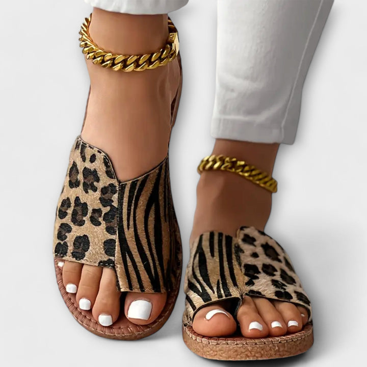 Tareyja - Sandales bicolores avec imprimé léopard
