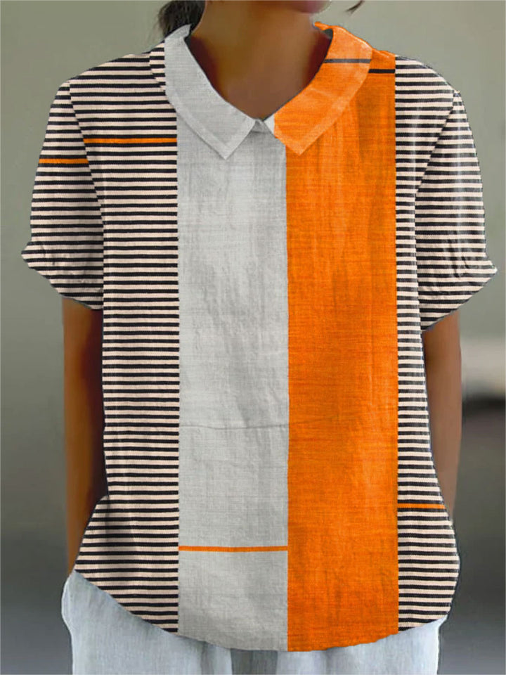 Lena - Chemise Rayée en Blocs de Couleurs