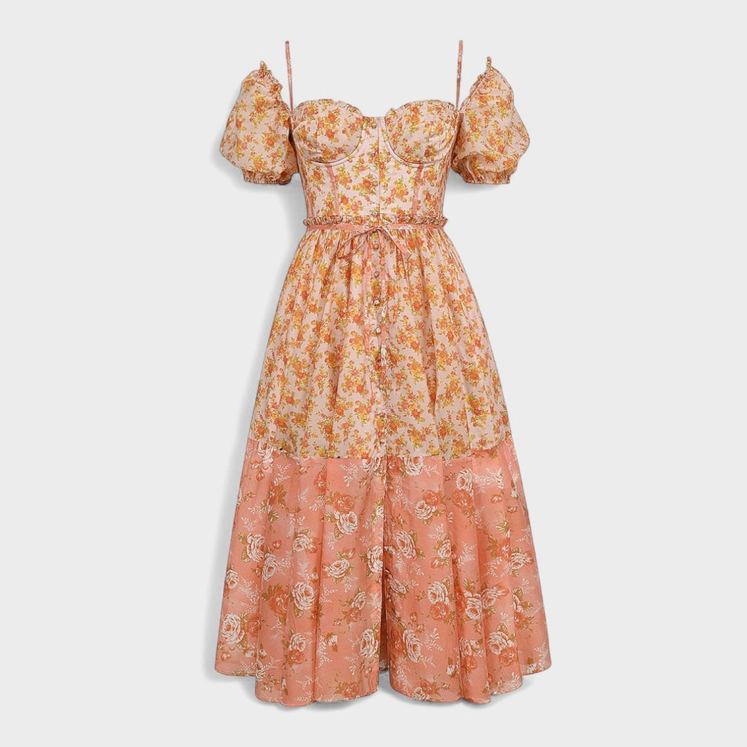 Valentina - Robe Florale Corail