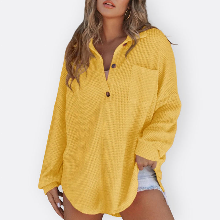 Inês - Blouse Tunique Légère Décolleté en V avec Boutons