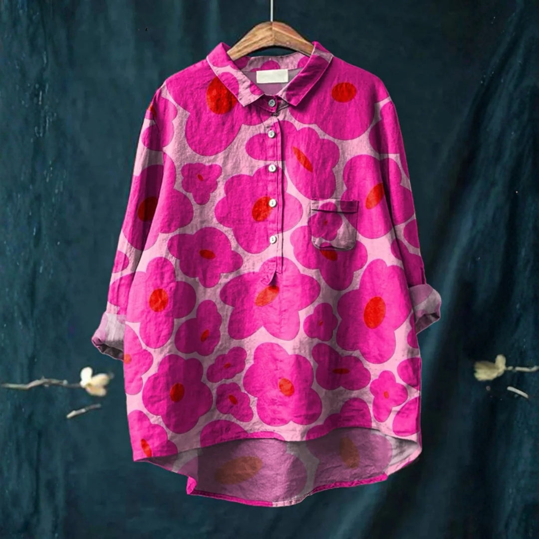 Mia - Chemise Casual avec Motif Floral en Rose Vibrant