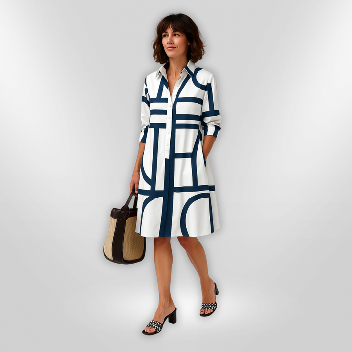 Helena - Robe Midi Géométrique