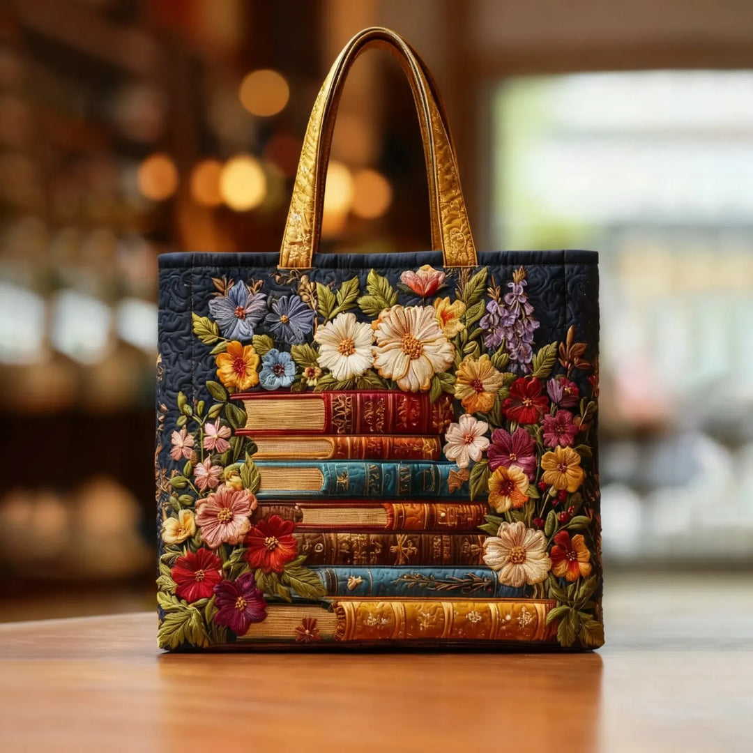 Sac Artisanal - Impression Florale et Livres