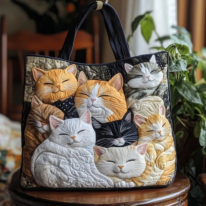 Sac Artisanal Matelassé - Chats Endormis