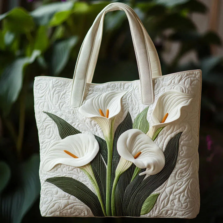 Sac à main artisanal matelassé - Lys blancs