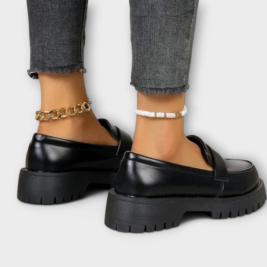 Mocassins Féminins avec Design Orthopédique et Talons en Satin