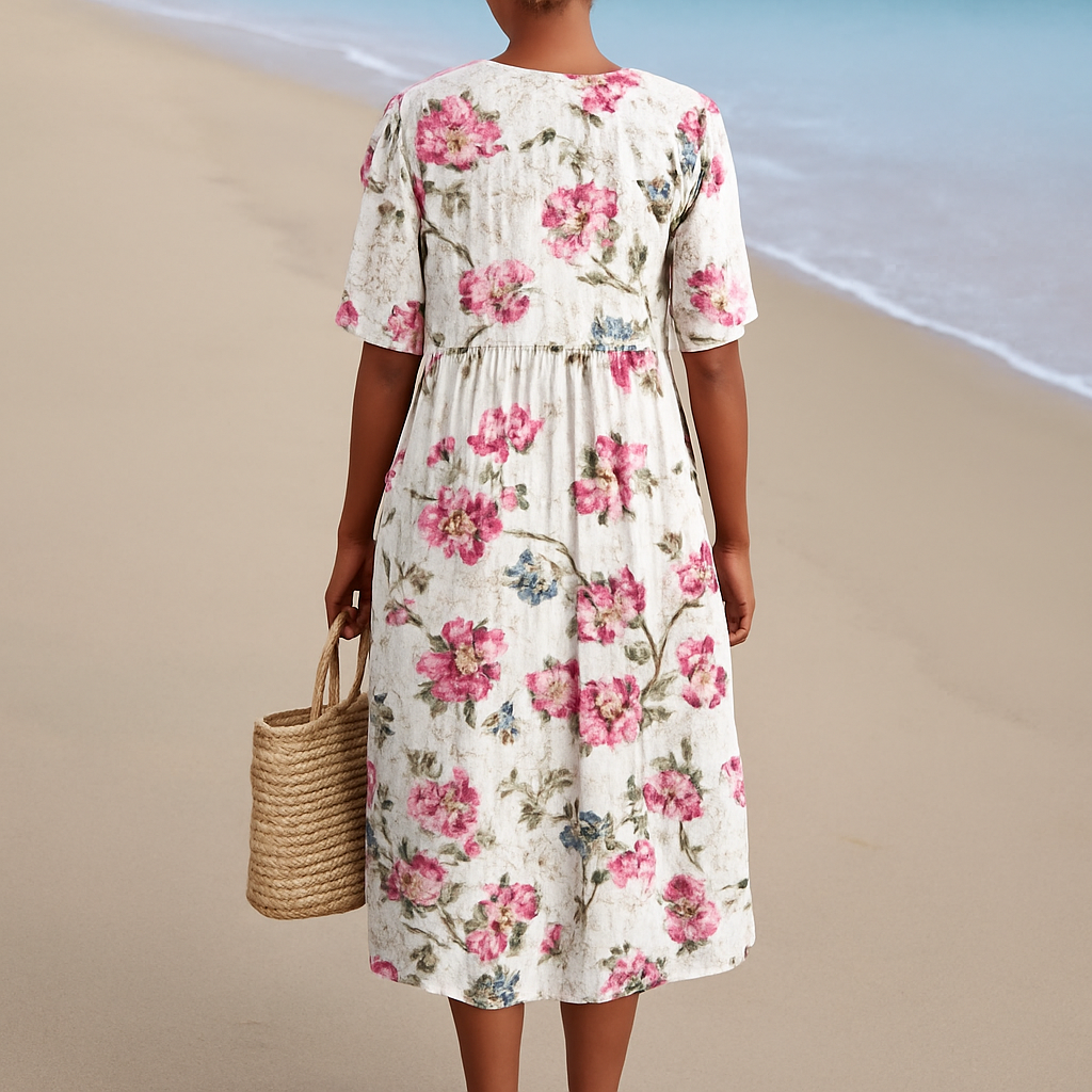 Sílvia - Robe Fleurie Vintage Style Lin