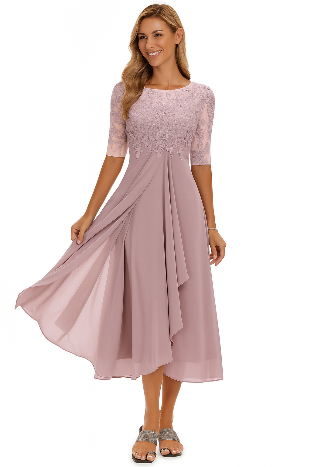 Valentina - Robe en Dentelle à Manches 3/4