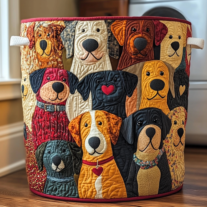 Chiens Colorés | Panier à Linge Fait Main