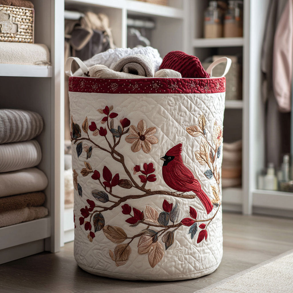 Panier à linge matelassé fait main – motif Rouge