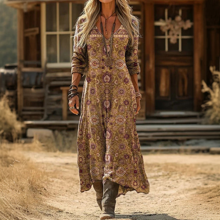 Maria - Robe Casual à Manches Longues Inspirée du Vintage