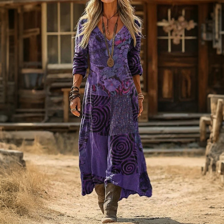 Maria - Robe Décontractée à Manches Longues avec Inspiration Vintage