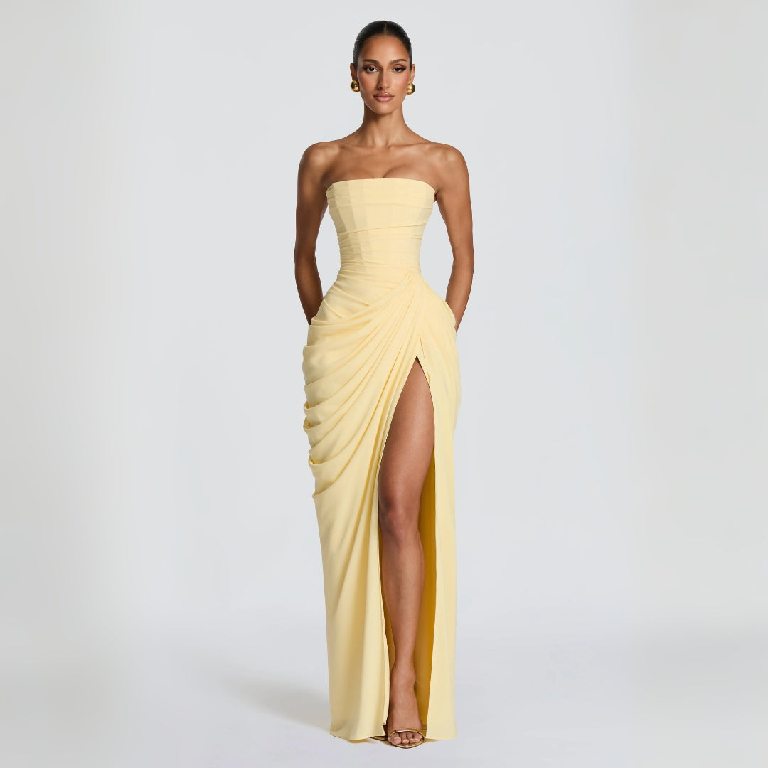 Adriana - Robe Longue Drapée avec Fente