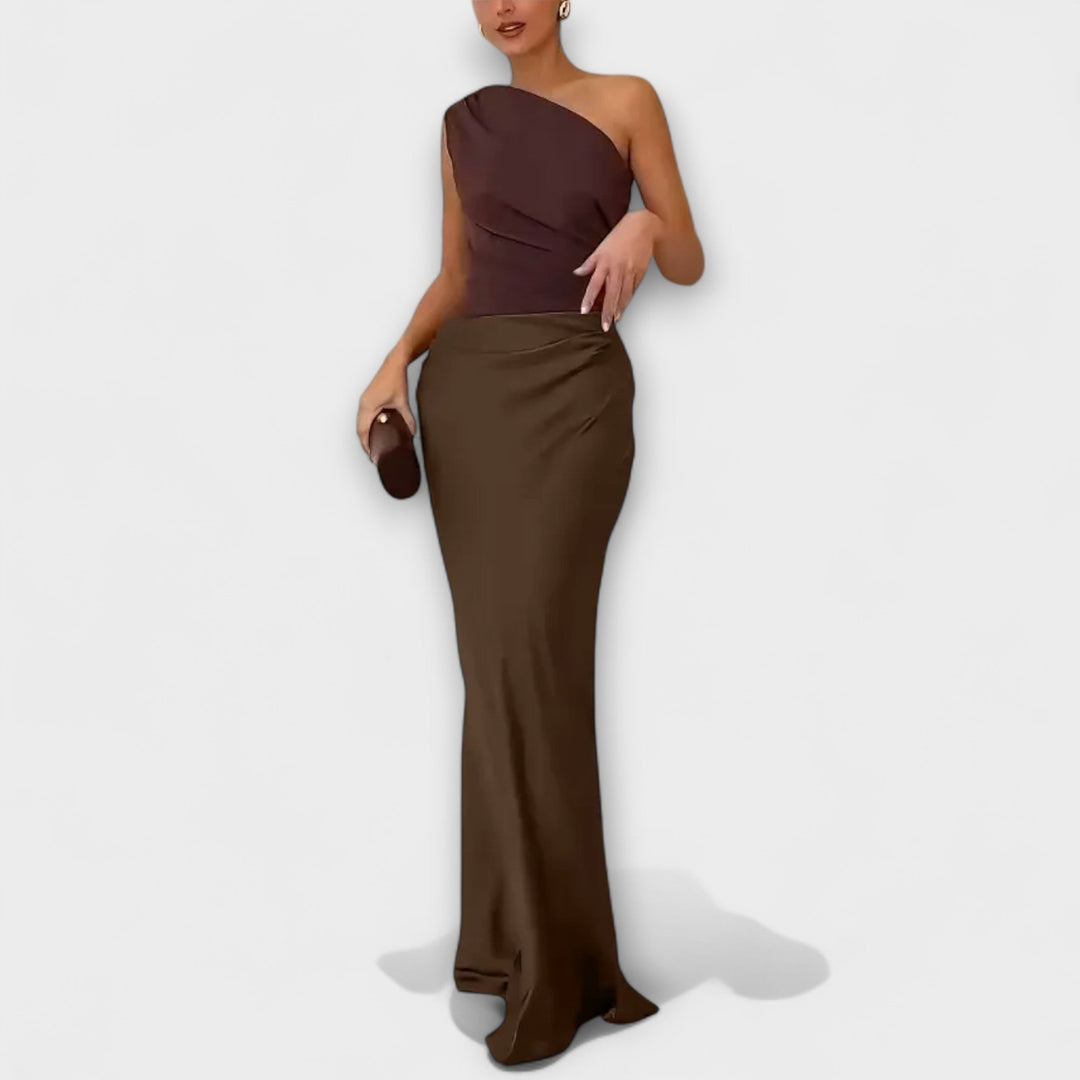 Luna - Robe en satin asymétrique