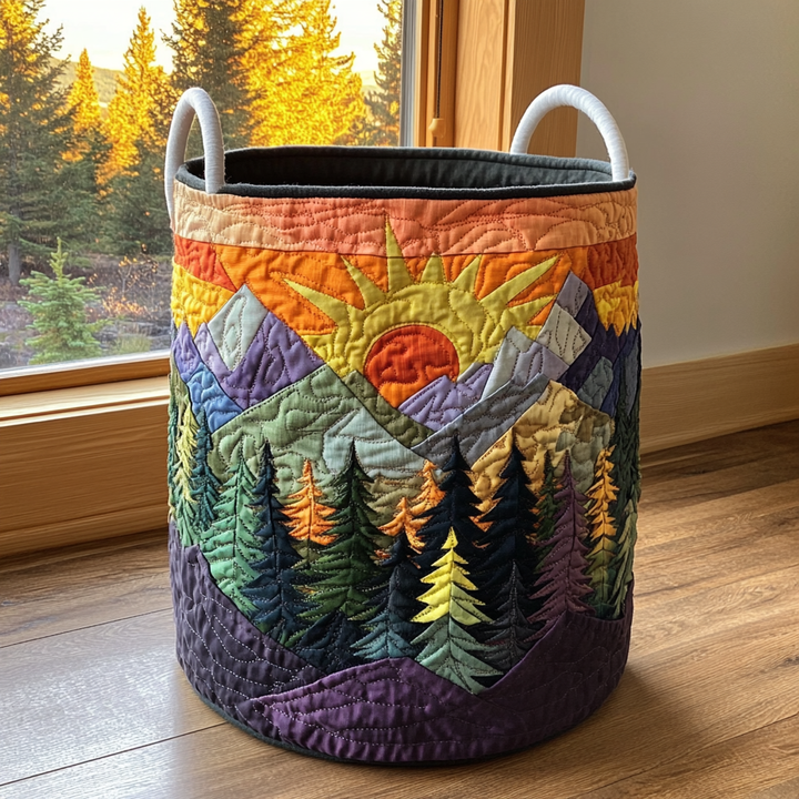 Panier à linge matelassé fait main – motif Rayon de Soleil – vue 7