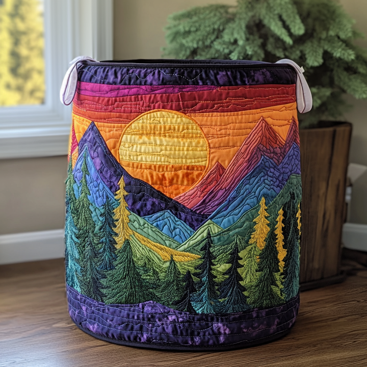 Panier à linge matelassé fait main – motif Rayon de Soleil – vue 4
